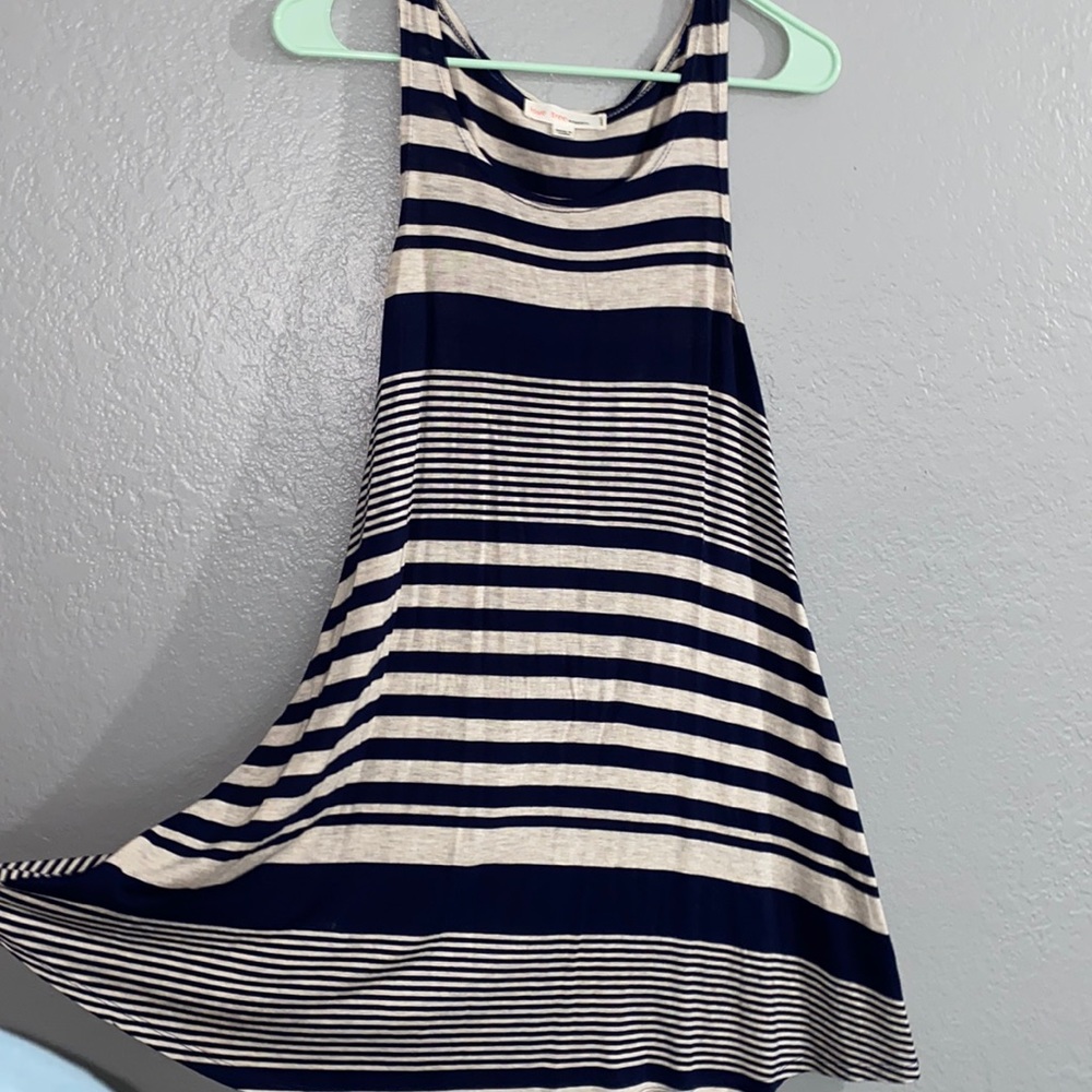 White & navy blue short dress.